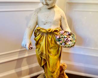 Italian Ceramic Flower Girl - approx 29” tall