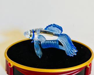 Swarovski frosted blue Siamese fighting fish