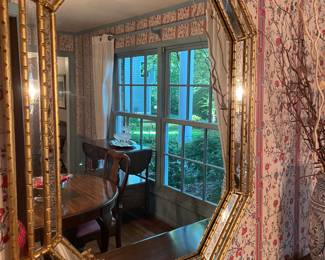 Octagonal brass beveled-edge mirror