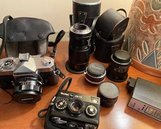 Konica 35 mm cameras and Vivitar lenses 