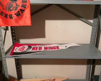 Vintage pennants:  Red Wings, Tigers, Super Bowl