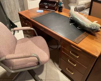 Executive desk and desk chair - and taxidermy fish :)