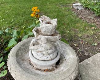 Cement birdbath