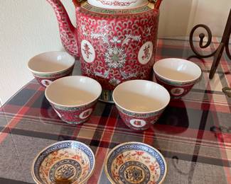 Asia tea set and finger bowls