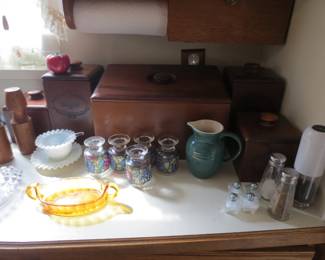 Wood Bread Box and Cannisters