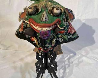 Antique Embroidered Chinese Silk Childs Hat