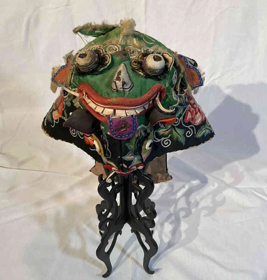 Antique Embroidered Chinese Silk Childs Hat