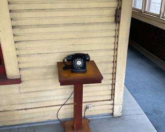 Antique Telephone Stand with Phone