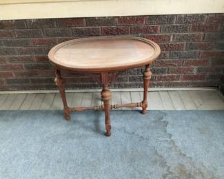 Antique Glass Top Side Table - Mahogany 