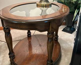Glass Top Wood Accent Table