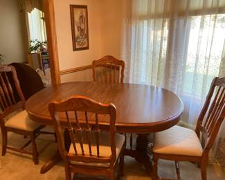 Keller Dining Table and 4 Chairs (comes with 1 additional leaf and table top protector)