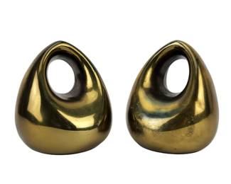 BEN SEIBEL for Jenfred Ware Brass Tone Metal Bookends