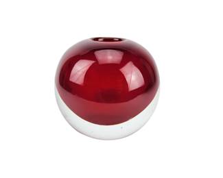 Murano Art Glass Red Sphere Vase