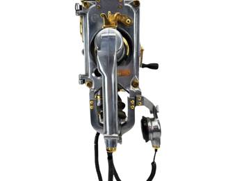 Machine Age Aluminum Brass Military Wall Hanging Telephone