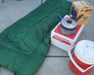 Sleeping bag, pots and coffee pot - ready to go! Make an offer.