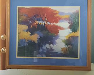 $125 Asoma is known for his brightly colored plein air paintings. He renders landscapes and waterscapes in vivid primary colors. Japanese born, he studied in Paris and eventually moved to the US. This is a good quality print, matted to enhance colors, finished with glass in a wood frame. Great deal!