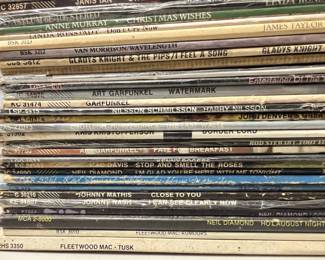 Vintage Record Albums including Fleetwood Mac, Johnny Mathis, Johnny Nash, Gladys Knight, Garfunkel, Van Morrison, Neil Diamond, Rod Stewart