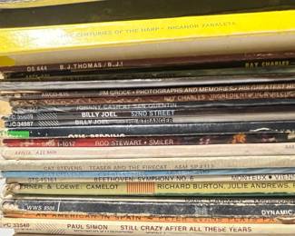 Billy Joel, Rod Stewart, Paul Simon, Ray Charles, Jim Croce, B.J. Thomas, Camelot, Cat Stevens & Otis Redding Record Albums