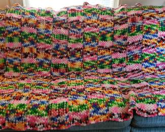 Vintage Handmade Blanket, a Rainbow of Colors 