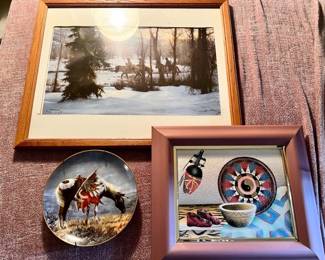 Native American Art including Collector's Plate and Framed Painting - in Southbridge, MA
