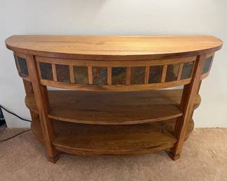 MPS001 Wooden Entry Table With Slate Insets 