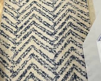 MPS090 2’6” X 6’ Blue & Off-White Herringbone Runner Rug