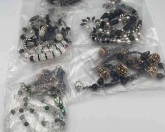MPS106-5 Sets Of Beautiful Beaded Necklace And Earrings Metalic Lot