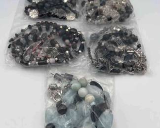 MPS108-Fantastic 5ea Beaded Necklaces & Matching Earrings 