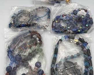 MPS126-Beautiful Blue Beaded Necklaces And Earrings 