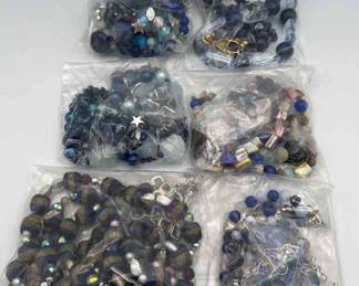 MPS128-6 Sets Of Beautiful Blue Matching Necklaces And Earrings 