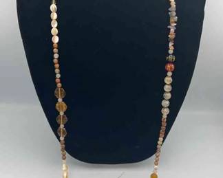 MPS135-Beige Beaded Neckaces And Earrings