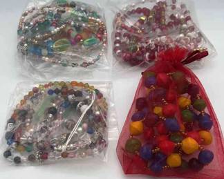 MPS141-4 Wonderful Beaded Necklaces And 2ea Matching Earrings 