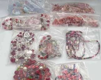 MPS149-Mystery Lot Of 9 Beaded Necklace And Earrings Sets