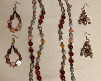 MPS201 Natural Stone Necklace & Matching Earrings New