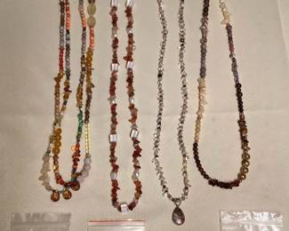 MPS229 Four Handcrafted Beaded Necklaces & Four Pairs Of Earrings New