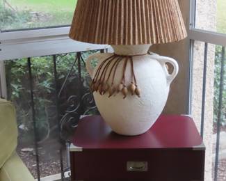 End table and large table lamp.