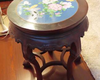 Cloisonne top Asian stool/table.