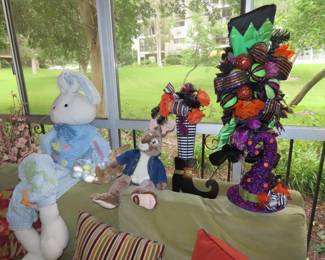 Halloween and Easter decorations.