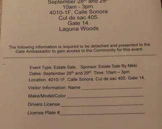 Gate clearance form.