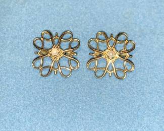 Seed Pearl and 10K pair of Pins $95