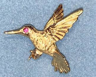 14K Hummingbird Pin $140