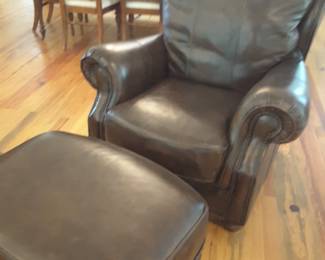 Matching  leather chair & ottoman by  Craftsman Furn..excellent condition 