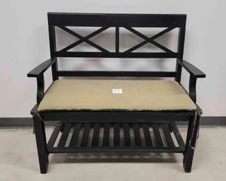 Black Wood Bench W Cushion 