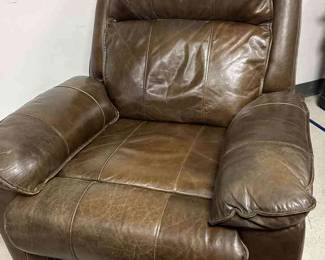 Brown Soft Leather Swivel Recliner 