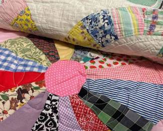Two Darling Quilts With Unique Designs FullSize Scallop Edged Quilt, QueenSize Pink Quilt