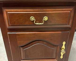 Wooden Nightstand With Glass Top Matches King Bed In Auction