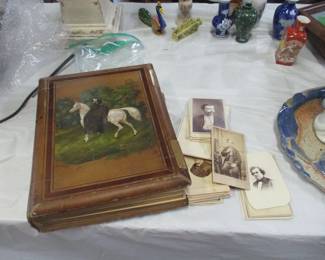 Victorian hand-painted album with 30-40 19th century photos