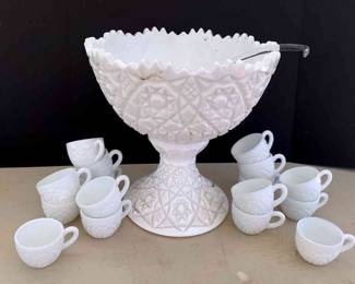 Punch Bowl Milk Glass