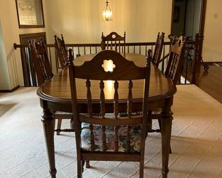 Table dimensions 28” h x 43”w x 101” long with leaves in.