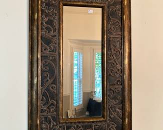 One of 2 metal framed mirrors 